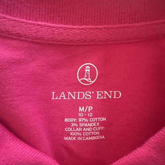 Lands End Top Womens‎ Size M Pink Polo Collar Short Sleeve Casual Basic - Picture 2 of 4